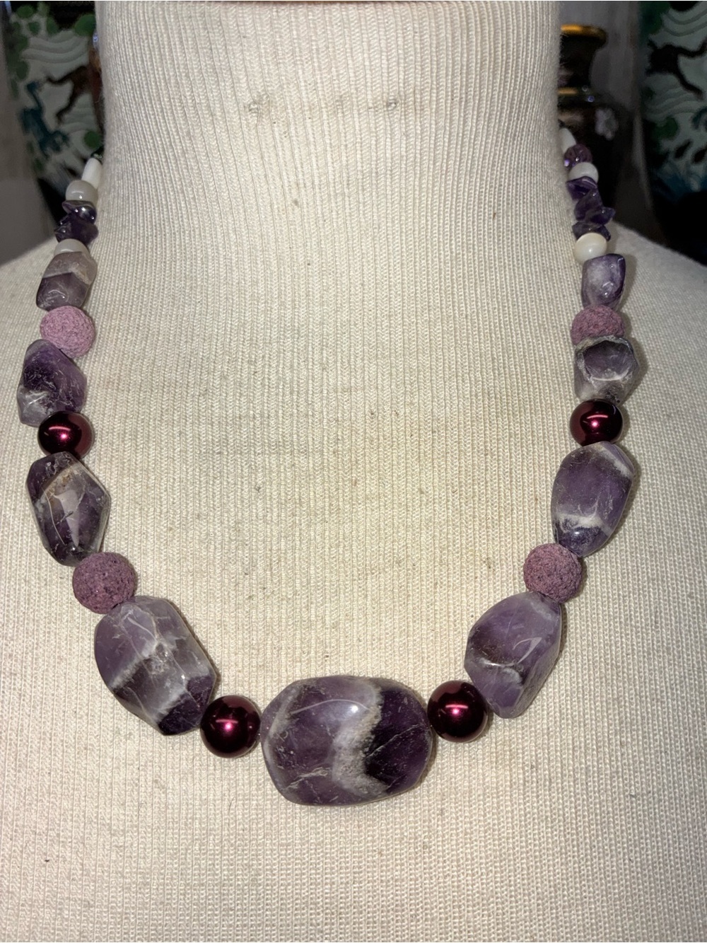 Amethyst Bead Necklace in Purple